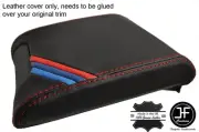 RED STITCH TRI STRIPES SLIDING ARMREST REAL LEATHER COVER FITS BMW E39 1996-2003 (for: BMW)