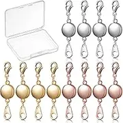 12 Pieces Locking Magnetic Jewelry Clasp Round Necklace Clasp Closures Bracelet Extender for Jewelry Making (Gold, Silver, Rose Gold)
