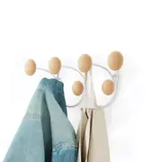 Umbra Dotsy 7 Wall Hooks Decorative Clothes Hat Coat Hanger Rack White/Natural