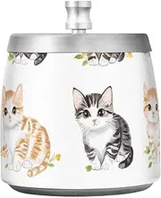 Cartoon Cute Cats Cigarette Ashtray with Lid for Outside Patio Indoor Smokeless Portable Outdoor Tabletop Ashtray for Cigar Lovers Smokers