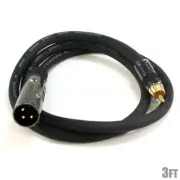3FT Premium XLR 3-Pin Male to RCA Male Mic Microphone Audio Cable Gold Plated