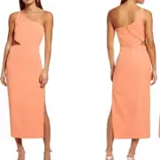 BARDOT JENNA ONE SHOULDER CUTOUT DRESS, Size 12 (XXL) ORANGE FIZ, NWT