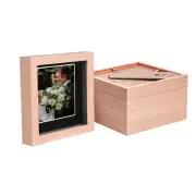 5x Light Wood 6" x 6" 3D Box Photo Frames Black 4" x 4" Mount Shadow Picture