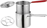 Deep Frying Pot Multipurpose French Fries Pot for Cooking Onion Rings Baking With Lid Stovetop Rack