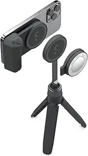 SnapGrip Creator Kit - Includes SnapGrip, SnapLight, SnapPod and Carry Pouch - Magnetic Mount Snaps on to Any Phone | Midnight