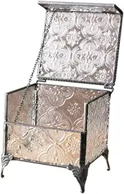 rockible Vintage Glass Jewelry Box Keepsake Organizer Trinket Box with Hinged Lid for Necklaces, Rings, Gift for Women and Girls