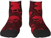 [JBYJBX] Red Skulls Print Adult Socks Womens Mens Workout Thermal Cozy All-Season Gift Holiday Articles Use