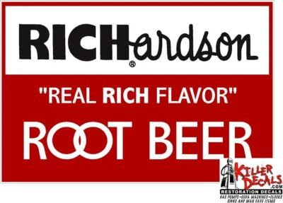 12" wide RICHARDSON ROOT BEER SQUARE COOLER POP soda machine decal