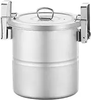 Perfk Camping Rice Cooker Rice Cooking Pot with Lid Nonstick 304 Stainless Steel Small Steamer Cookware for Fishing Picnic Survival, 2 to 3 People