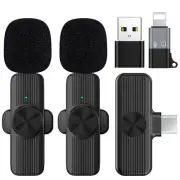 2Pcs Wireless Lavalier Microphone Compatible with Android Phone/iPhone/iPad/L...