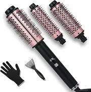 Layhou Thermal Brush with 3 Interchangeable Heads Heated Round Brush for Curling Volumiser and Styling