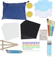 Fdit 58Pcs Mandala Dotting Tools Set, Art Painting Kit with Zipper and Storage Bag, for Rocks, Nails, Ceramic Crafts and More