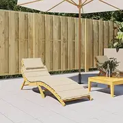 Sun Lounger Cushion Beige 186x58x3cm, Oxford Fabric, Water-Repellent, Foam Fiber Filling for Outdoor Patio Chair & Furniture, Non-Slip Design with Elastic Straps