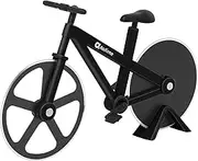 Pizza Cutter, Bicycle Pizza Cutter Wheel with Non-Stick Stainless Steel Super Sharp Blades, Novelty Gift, 7.5", Black