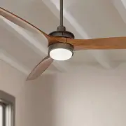 52" Modern Ceiling Fan LED Light Remote Bronze Walnut Wood for Living Room Home