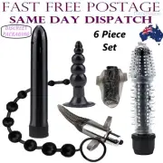 6 Anal Play Sex Toys Butt Plug Bead Multi Speed Vibrator Black Women Men Couples