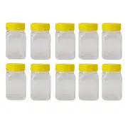 10x 500g Plastic Honey Jars + Lids - Square Clear Food Grade Packaging Containers