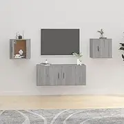 Wall Mounted TV Cabinets Set, Grey Sonoma, Living Room Entertainment Center Table, Modern Bedroom Storage, 40x34.5x40cm
