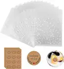 100 Pcs Clear Cookie Bags Self Adhesive Cookie Bags Cellophane Treat Bags, Wh...