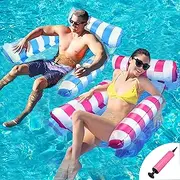 Inflatable Pool Floats Adult Size Water Hammock,Pool Rafts Lounge Chairs Floating,4-in-1 Multi-Purpose Pool Floaties Toys for Swimming Pool,for Adults Vacation Fun and Rest