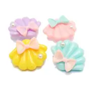 20pcs Mixed Color Flatback Resin Cute Pearl Shell Cabochons 30mm Embellishment