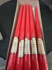 Vintage 12" Taper Red Holiday Christmas Dinner Candles Set Of 10