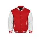 "Men’s Varsity Jacket Letterman Baseball Bomber White Genuine Leather Sleeves"