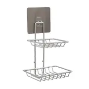 Adhesive Soap Holder, Stainless Steel Soap Dish, Self Adhesive Soap Rack for Bathroom, Shower, Kitchen (2 Tier)