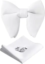 [Generic] Bow Ties for Men Pre-Tied Bow Tie Vintage Tuxedo Oversized Velvet Bow Ties Cufflinks Pocket Square Sets