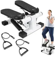Mini Stepper for Home Exercise, Portable Stair Stepper with LCD Monitor and Resistance Bands, 260lbs Weight Capacity, Twist Stepper for Full Body Workout
