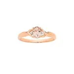 9ct Rose Gold Morganite & Diamond Oval Cut Twist Ring in Peach