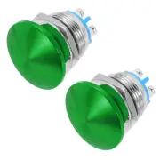 2PCS 19MM 3A 250V AC Momentary Mushroom Head Push Button Switch 1NO Green IP65