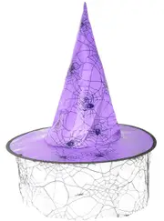 Spider Web Witch Purple and Black Halloween Hat