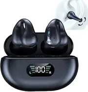 Wireless Ear Clip Bone Conduction Headphones Bluetooth Painless Open Ear Clip on Headphone,Waterproof Mini Sport Running Bicycle Earring Earphone,Noise Cancelling HiFi Quality Long Battery Life