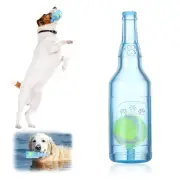 Blue Dog Chew Water Bottle Toy Squeaky Ball Interactive Durable TPR Rubber