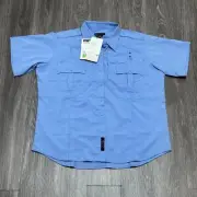 511 Tactical Uniform Button Down Shirt Top Womens 2XL XXL Blue Security Badge