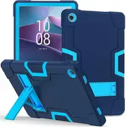 For Lenovo Tab M10 Plus 3rd Gen 10.6 Inch 2022 TB125FU /TB128FU /TB128XU Case, Kickstand Shockproof Heavy Duty Tough Protective Rugged Cover (Navy Blue)