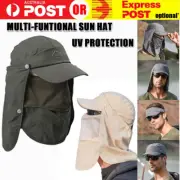 Mens Neck Flap Hat Wide Brim Cap Face Unisex Hiking Fishing UV Sun Protection AU