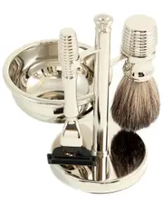 Bey-Berk Mach 3 Razor & Pure Badger Brush with Soap Dish