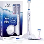 Triple Bristle Sonic Toothbrush - Unique & Patented Electric 3 Brush Head Design for Best Teeth Cleaning - Perfect Angle Bristles - Great for Healthy Gums & Whiter Teeth