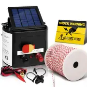 NNEDSZ 5km Solar Electric Fence Energiser Charger with 500M Tape and 25pcs Insul