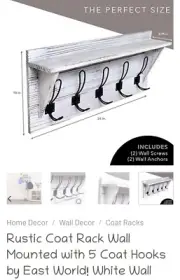 Coat Hooks with Shelf Wall-Mounted, Rustic Wood Shelf with/without HOME SIGN