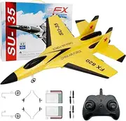 SU-35 RC Plane, 2CH Remote Control Airplane, Hobby RC Glider, Ready & Easy to Fly for Beginners, RC Aircraft Jet with Luminous Strip(Yellow)