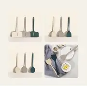 [Sillymann] Harmony Utensil Set of 3, Wide Turner Bundle with Cooking Spoon and Turner, (Ocean Green) Platinum Silicone, Heat/Cold Resistant Non-Stick Made in Korea