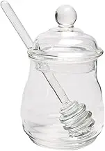 1Set Transparent Glass with Dipper Stylish Honey Storage Can for Easy Dispensing Capacity Kitchen Decor and for Honey Lovers