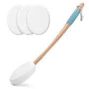 Lotion Applicator for Back, Feet, 4 Replaceable Pads, 1 Long Handle, Back Lotion Applicator for Seniors, Women White
