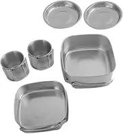 BESPORTBLE Lightweight Stainless Steel Camping Cookware Pot Pan Plate Cup for Outdoor Activities
