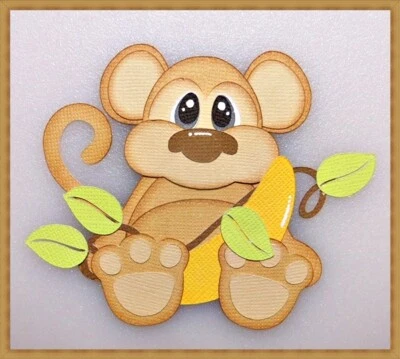 Cute Monkey Handmade Paper Piecing Embellishment for Cards Pages PCC