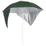 Beach Umbrella with Side Wall Outdoor Garden Pool Sun Shade Shelter Canopy Green