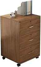 Filing Cabinet Wooden Thickened Under-Desk Filing Cabinet Movable Office Simple Lockable Storage Cabinet Bedroom Bedside Cabinet File Storage Cabinets(Brown)